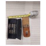 Vintage Dental Tool Set with Scissors in Black and Brown Leather Cases