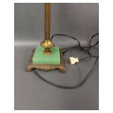 Vintage Porcelain Table Lamp with Rococo Style, Plus Brass and Jadite Base Lamp