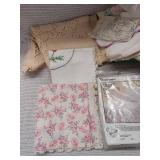 Vintage Assorted Embroidered Linens and Quilting Craft Blocks Lot