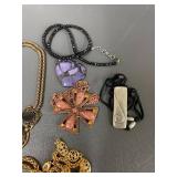 Vintage & Modern Jewelry Lot Necklace Pendant Cloisonn Floral Necklace