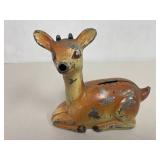 Vintage Painted Tin Deer Money Bank Collectible Novelty Adorable Design