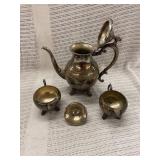 Vintage Silverplate Serving Trays Set with Teapot and Creamers