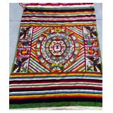 Vintage OAXACA MEXICAN Hand Woven Colorful Wool Tapestry Textile Art