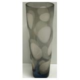 Vintage Tall RUSSIAN Luzid High Glass VASE Etched Modern Artisan Glass