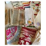 Vintage Collection of Various Kitchen Linens including Towels, Cloths, Napkins, Tablecloths and Centerpieces