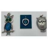 For the Love of Owls Jewelry - Trio of Pendants