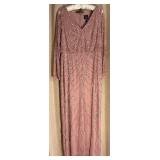 Formal Floor-length ADRIANNA PAPELL Gown - Elegant Long Dress - Beaded Blush Color