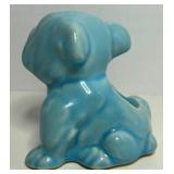 Vintage MCM MidCentury Morton Pottery Blue Turquoise Bulldog Dog Planter