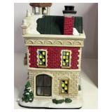 Christmas Village House Lemax ENCHANTED FOREST Lighted Glass Window FIRE STATION