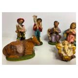 Vintage Chalkware Christmas NATIVITY SET From ITALY Full Set - Qty 10