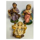 Vintage Chalkware Christmas NATIVITY SET From ITALY Full Set - Qty 10