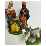 Vintage Chalkware Christmas NATIVITY SET From ITALY Full Set - Qty 10