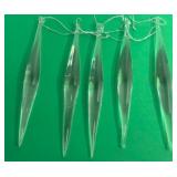 Vintage Clear Glass Hand Blown ICICLE Christmas Ornaments - Qty 5