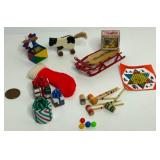 Vintage Miniature Christmas Diorama Toys, Presents, Sled & Stocking Doll House Size