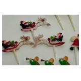 Vintage Christmas Lot of Cupcake Picks; Santas, Angels & Snowmen - Qty 20