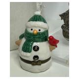 Vtg SNOWMAN Trio of Christmas Decorations Including A Tall Fleece Figure and Reed & Barton Silver Plated Ornament