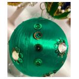 Vintage Fancy Satin Wrapped, Velvet Covered Ornate Christmas Ornaments - Qty 6