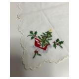 Vintage Christmas Handkerchiefs - Linen Embroidered and Printed Switzerland - Qty 3