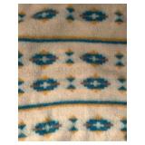 NATIVE NATION Fluffy Felted 100% Wool Blanket - Southwestern Aztec Wool Throw Size Aqua Tan