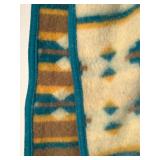 NATIVE NATION Fluffy Felted 100% Wool Blanket - Southwestern Aztec Wool Throw Size Aqua Tan