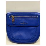 Bright Blue COLE HAAN All Weather Leather Crossbody Purse Bag W/ Gold Accents