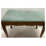 French Country DRESSING Vanity BENCH Stool Walnut Frame Sturdy