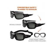 NEW 2 Pack of Ergodyne Skullerz LOKI Convertible Safety Spoggles w/ Strap -Black-AF Smoke Lens