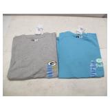 NEW Pair of WOMENS Short Sleeve Green Bay Packers T-Shirts - Gray and Blue - XL