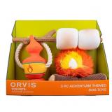 Orvis Pet Outdoor 3 Piece Toy Set, Campfire Plush, Lantern Tug Toy, and Removable Marshmallow Floating Stick