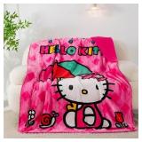 NEW Hello Kitty "Rainy Day Kitty" 50" x 60" Cloud / Faux Fur Throw