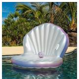 NEW PoolCandy Giant Oyster Shell Lounge with Glitter Pearl Beach Ball