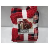 NEW Members Mark Plush Sherpa Reverse Throw, 60" x 70" - Red Plaid