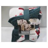 NEW Member’s Mark Holiday Plush Throw, 60” x 70” - Holiday Trucks and Trees