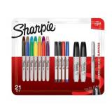 NEW Sharpie Permanent Markers, Assorted Tips and Colors, 21 Count