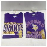 NEW Pair of MENS Short Sleeve Minnesota Vikings T-Shirts - Purple - XL