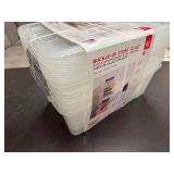 4 Pack of 12.9 Qt Buckle Up Storage Small Storage Bins - Damage to Lid Corners - See Pictures