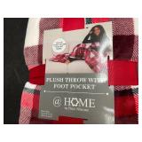 New @ Home With Flora Nikrooz Plush Throw Blanket With Foot Pocket 60" x 70"