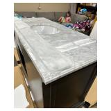 Home Decorators Collection Windlowe 49 in. W x 22 in. D x 35 in. H Bath Vanity in Gray with Carrara Marble Vanity Top in White with White Sink Backsplash Included Retail $1579