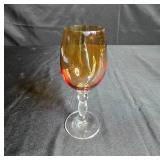 Set of 4 Vintage Amber Glass Goblets