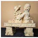 Vintage Porcelain Figurine of Children Sitting on a Bench - 