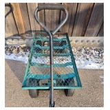 Vintage Metal Utility Cart with Mesh Bottom