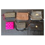 Lot of 6 Assorted Handbags and Clutches including Nine West and Country Crafted