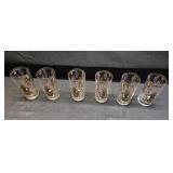 Set of 6 Vintage Egyptian Glasses with Gold Detailing