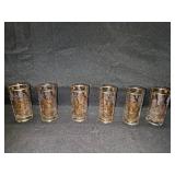 Set of 6 Vintage Egyptian Glasses with Gold Detailing