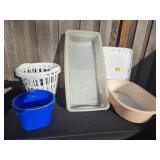 Lot of 4 Plastic Bins and Buckets for Home Storage and Organization