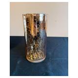 Set of 3 Decorative Home Accents: Mosaic Vase, Coin Display Block, and Gold-Leaf Vase