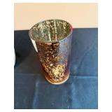 Set of 3 Decorative Home Accents: Mosaic Vase, Coin Display Block, and Gold-Leaf Vase