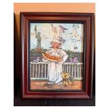 Set of 4 Framed Food-Themed Art Prints with Decorative Tray