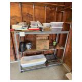 Metal Storage Shelf Unit with Adjustable Height and Rolling Wheels