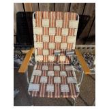 Set of 4 Vintage Aluminum Lawn Chairs with Colorful Weaved Seats